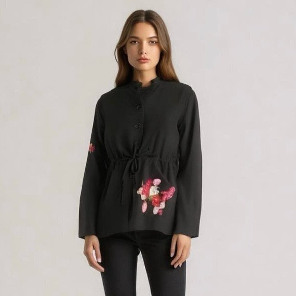 Iman Embroidered Drawstring Waist Top Small
